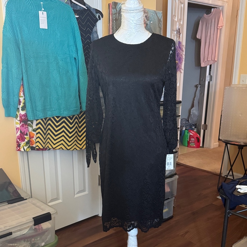 Ronni Nicole Black Lace Long Sleeve Dress